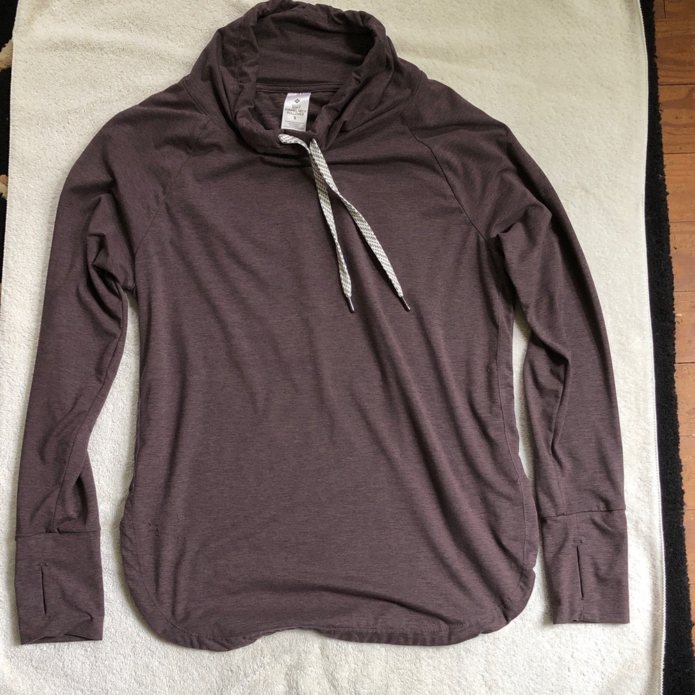 Cozy Funnel Neck  Pullover in Heathered Plum